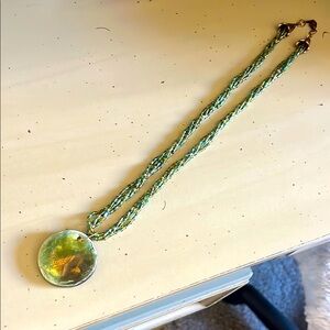 Green and Gold Pendant Necklace